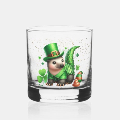 St Patricks Day Lucky Hedgehogs Whiskey Glass