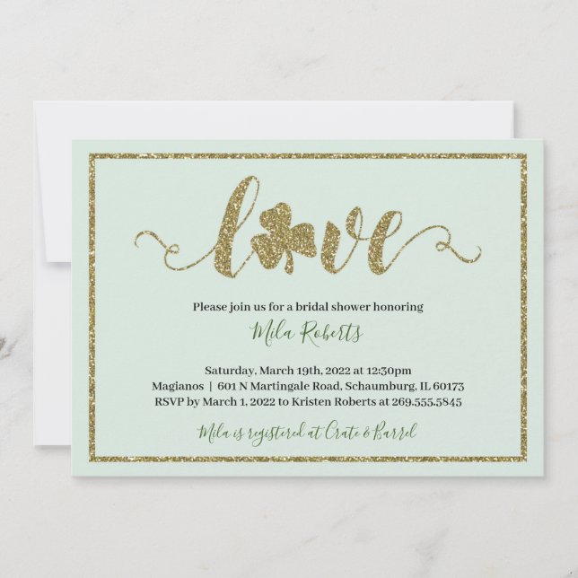 St. Patrick's Day Lucky in Love Bridal Shower  Invitation (Front)