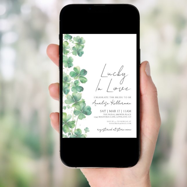 St. Patrick's Day Lucky In Love Bridal Shower Invitation (Front Digital)