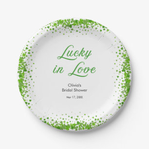 St Patrick's Day Lucky in Love Bridal Shower  Paper Plates
