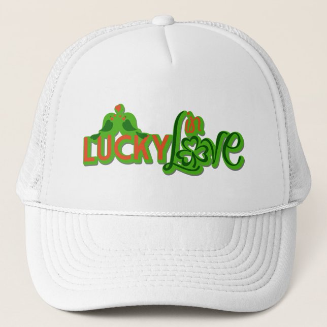 St. Patrick's Day - "Lucky in Love" Trucker Hat (Front)
