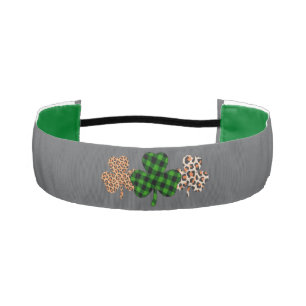 St Patricks Day Lucky Irish Green Plaid Shamrock Athletic Headband