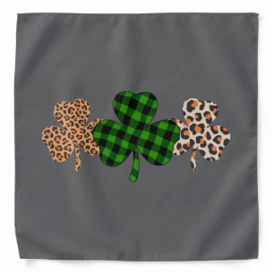 St Patricks Day Lucky Irish Green Plaid Shamrock Bandana
