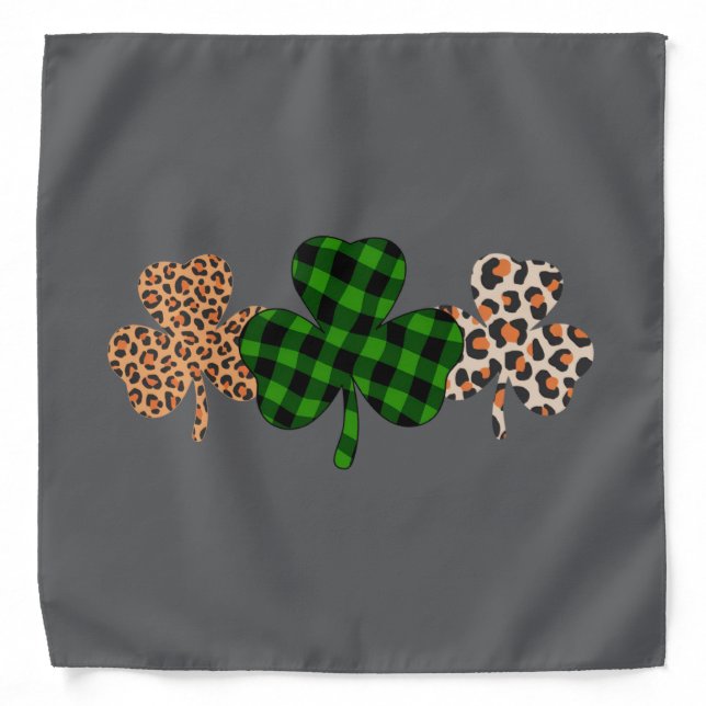St Patricks Day Lucky Irish Green Plaid Shamrock  Bandana (Front)