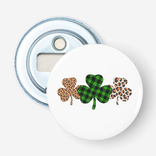 St Patricks Day Lucky Irish Green Plaid Shamrock  Bottle Opener
