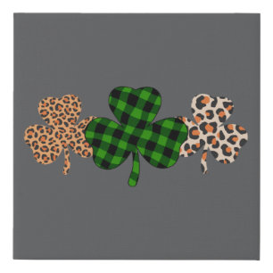 St Patricks Day Lucky Irish Green Plaid Shamrock Faux Canvas Print