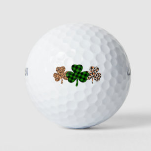St Patricks Day Lucky Irish Green Plaid Shamrock Golf Balls