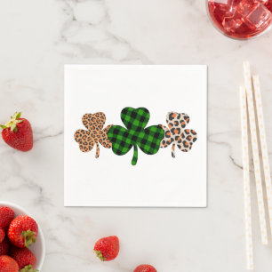 St Patricks Day Lucky Irish Green Plaid Shamrock Napkins