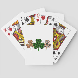 St Patricks Day Lucky Irish Green Plaid Shamrock  Poker Cards