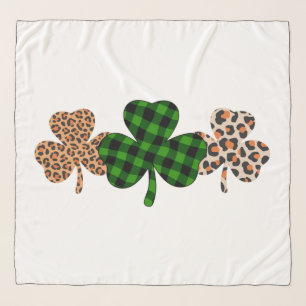 St Patricks Day Lucky Irish Green Plaid Shamrock  Scarf