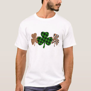 St Patricks Day Lucky Irish Green Plaid Shamrock  T-Shirt