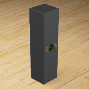 St Patricks Day Lucky Irish Green Plaid Shamrock  Wine Box