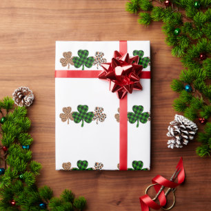 St Patricks Day Lucky Irish Green Plaid Shamrock Wrapping Paper