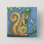 St. Patrick&#39;s Day, Lucky Irish Squirrel Button Squ at Zazzle