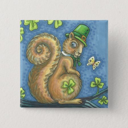 St. Patrick's Day, Lucky Irish Squirrel Button Squ