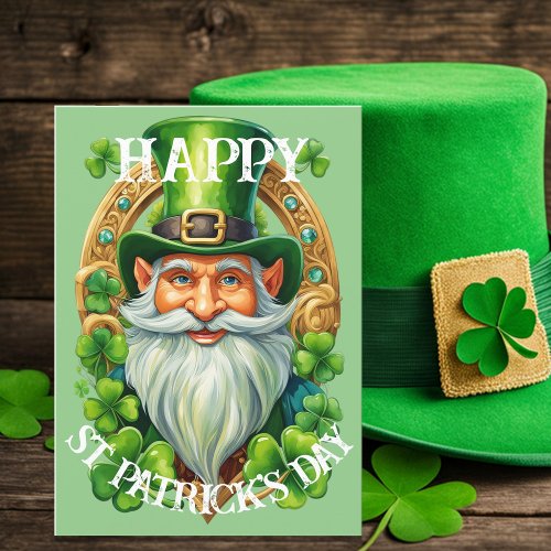 St Patricks Day Lucky Leprechaun Gnome Greeting Holiday Card