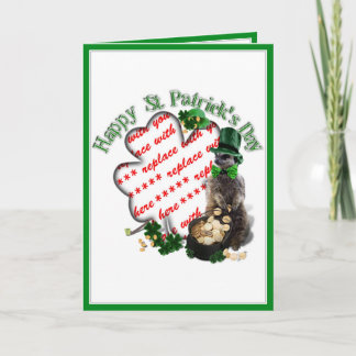 St Patrick's Day Lucky Meerkat Clover Frame Card