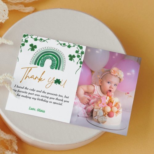 St patricks day lucky one birthday thank you card