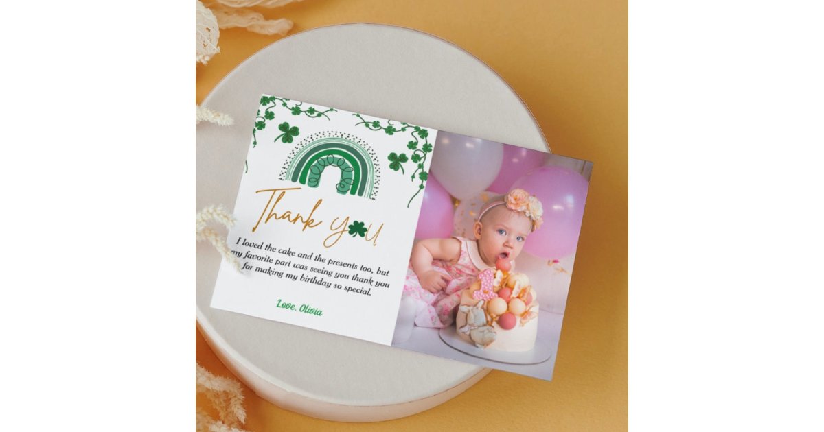 St patrick's day lucky one birthday thank you card | Zazzle