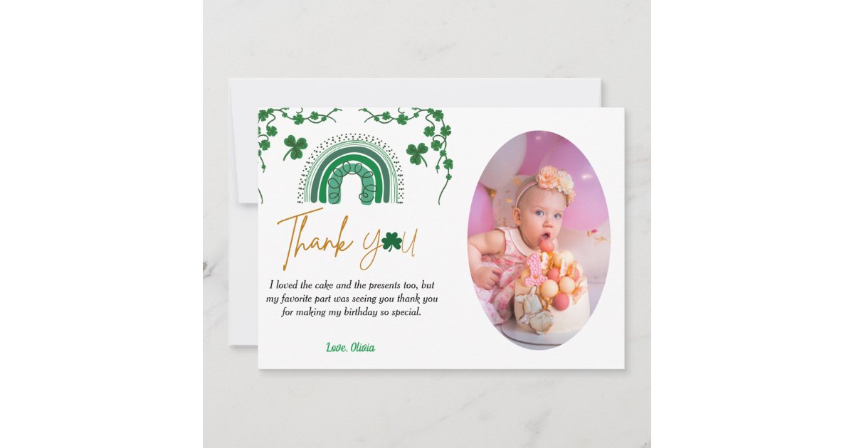 St patrick's day lucky one birthday thank you card | Zazzle
