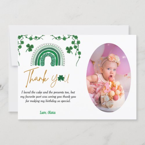 St patricks day lucky one birthday thank you card