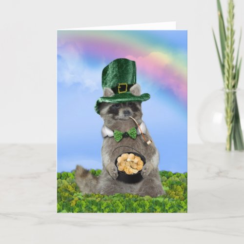 St Patricks Day _ Lucky Raccoon Card