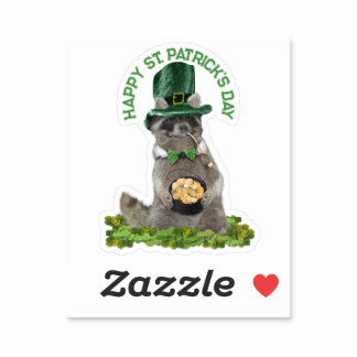 St Patrick's Day - Lucky Raccoon Sticker