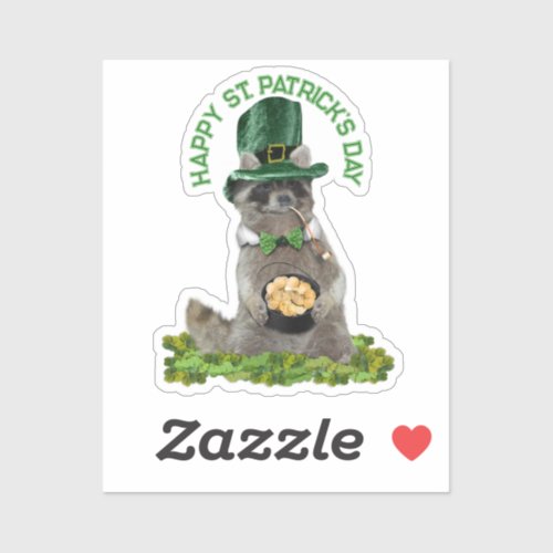 St Patricks Day _ Lucky Raccoon Sticker