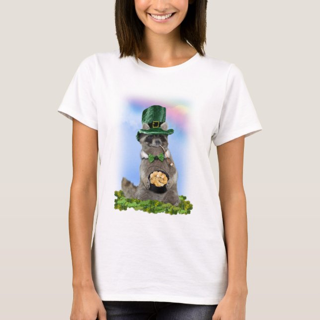 St Patrick's Day - Lucky Raccoon T-Shirt (Front)