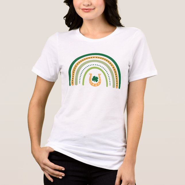 St. Patrick's Day Lucky Rainbow and Horseshoe Tri-Blend Shirt (Front)