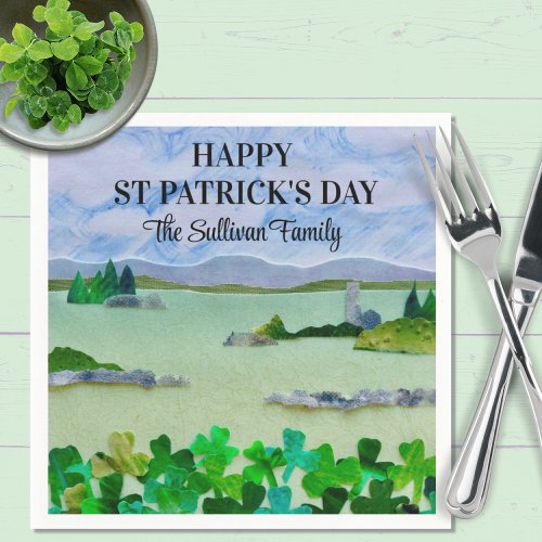 St Patricks Day Lucky Shamrock Custom Name Napkins