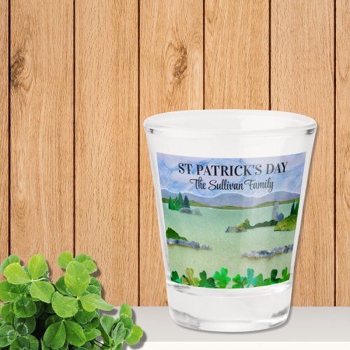 St Patricks Day Lucky Shamrock Custom Name Shot Glass