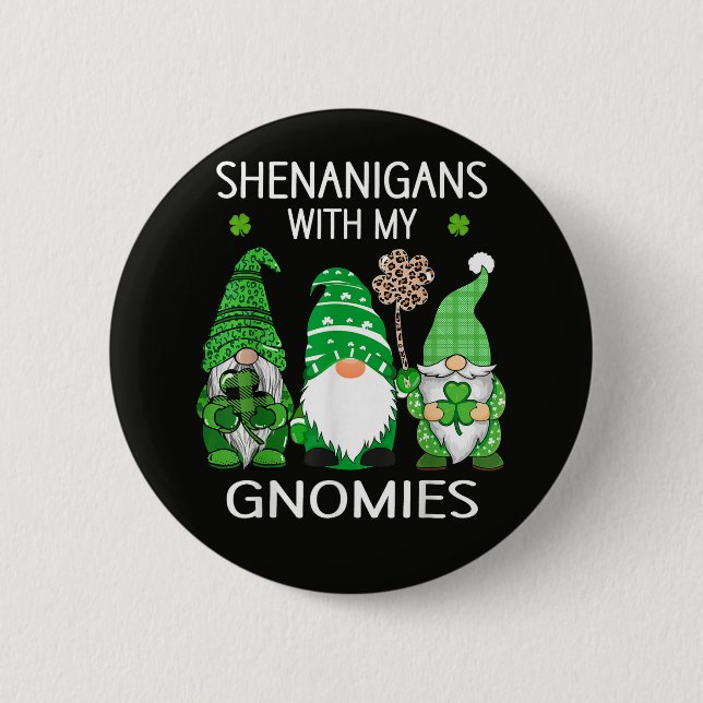St Patricks Day Lucky Shamrock Leopard Button (Front)