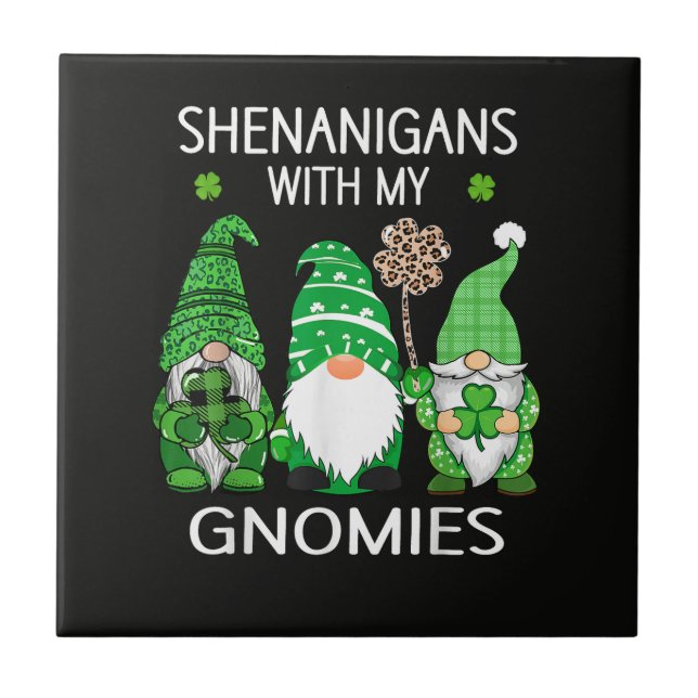 St Patricks Day Lucky Shamrock Leopard Ceramic Tile (Front)