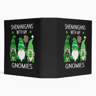 St Patricks Day Lucky Shamrock Leopard Gnomes 3 Ring Binder