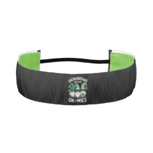 St Patricks Day Lucky Shamrock Leopard Gnomes Athletic Headband