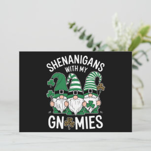 St Patricks Day Lucky Shamrock Leopard Gnomes Invitation