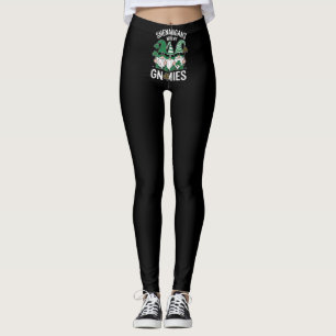 St Patricks Day Lucky Shamrock Leopard Gnomes  Leggings