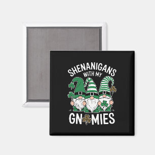 St Patricks Day Lucky Shamrock Leopard Gnomes  Magnet