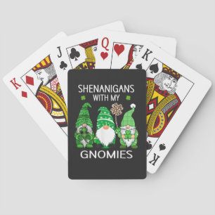 St Patricks Day Lucky Shamrock Leopard Gnomes Poker Cards