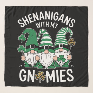 St Patricks Day Lucky Shamrock Leopard Gnomes Scarf