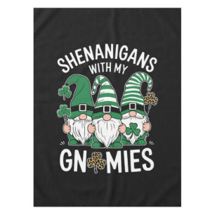 St Patricks Day Lucky Shamrock Leopard Gnomes  Tablecloth