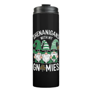 St Patricks Day Lucky Shamrock Leopard Gnomes Thermal Tumbler