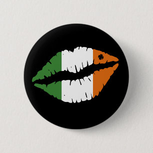 St Patrick's Day Lucky Shamrock Lips Irish Button