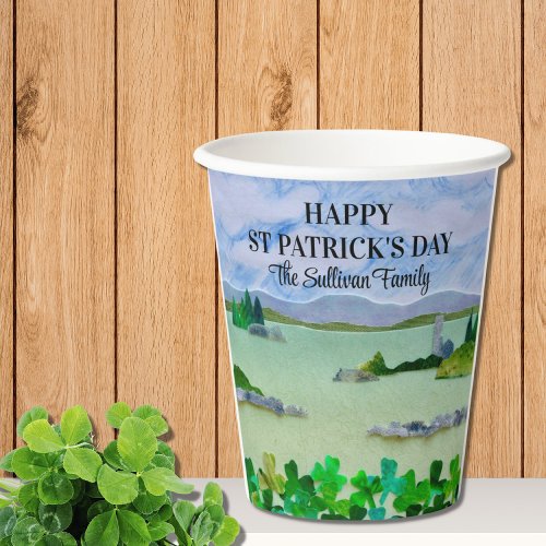 St Patricks Day Lucky Shamrock Personalized Paper Cups
