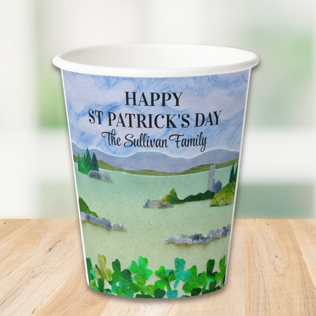 St Patrick's Day Lucky Shamrock Personalized Paper Cups (Creator Uploaded)
