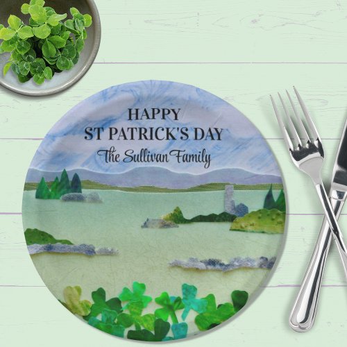 St Patricks Day Lucky Shamrock Personalized Paper Plates