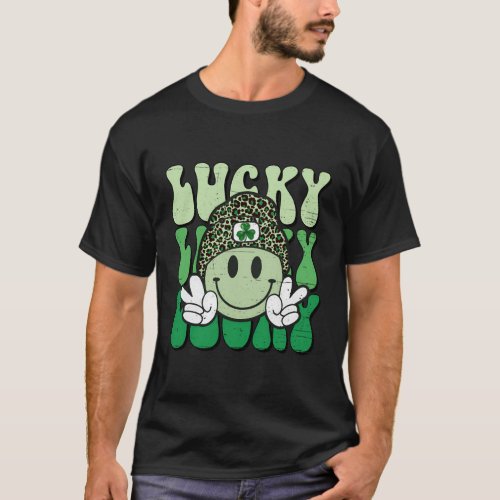 St Patricks Day Lucky Shamrock Smile Face T_Shirt