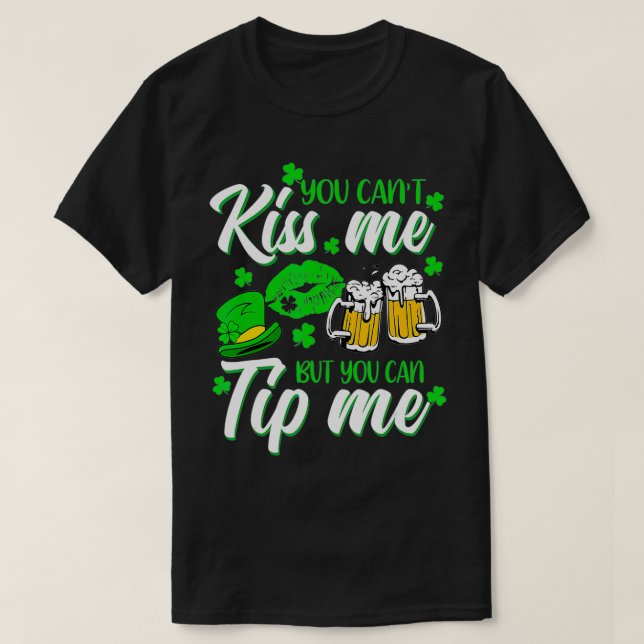St Patrick's Day Lucky Shamrock Waitress Bartender T-Shirt (Design Front)