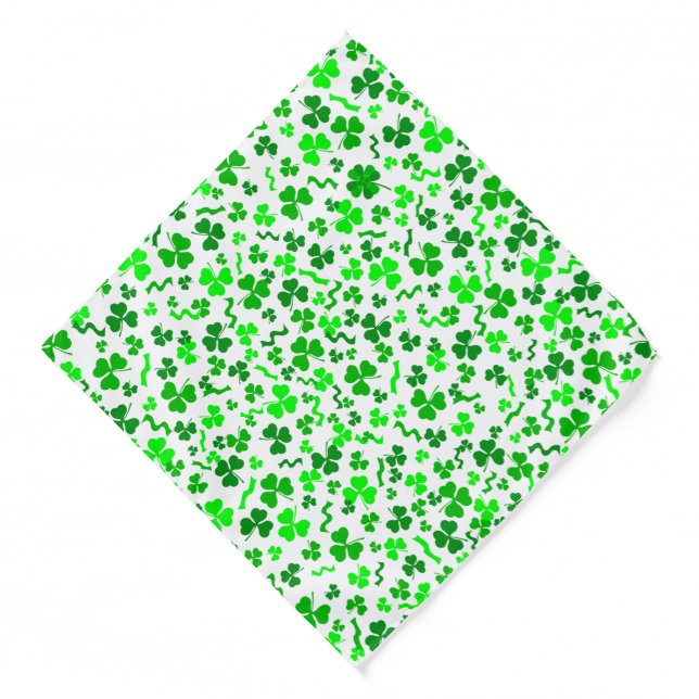 St Patrick's Day Lucky Shamrocks Confetti Bandana (Front)